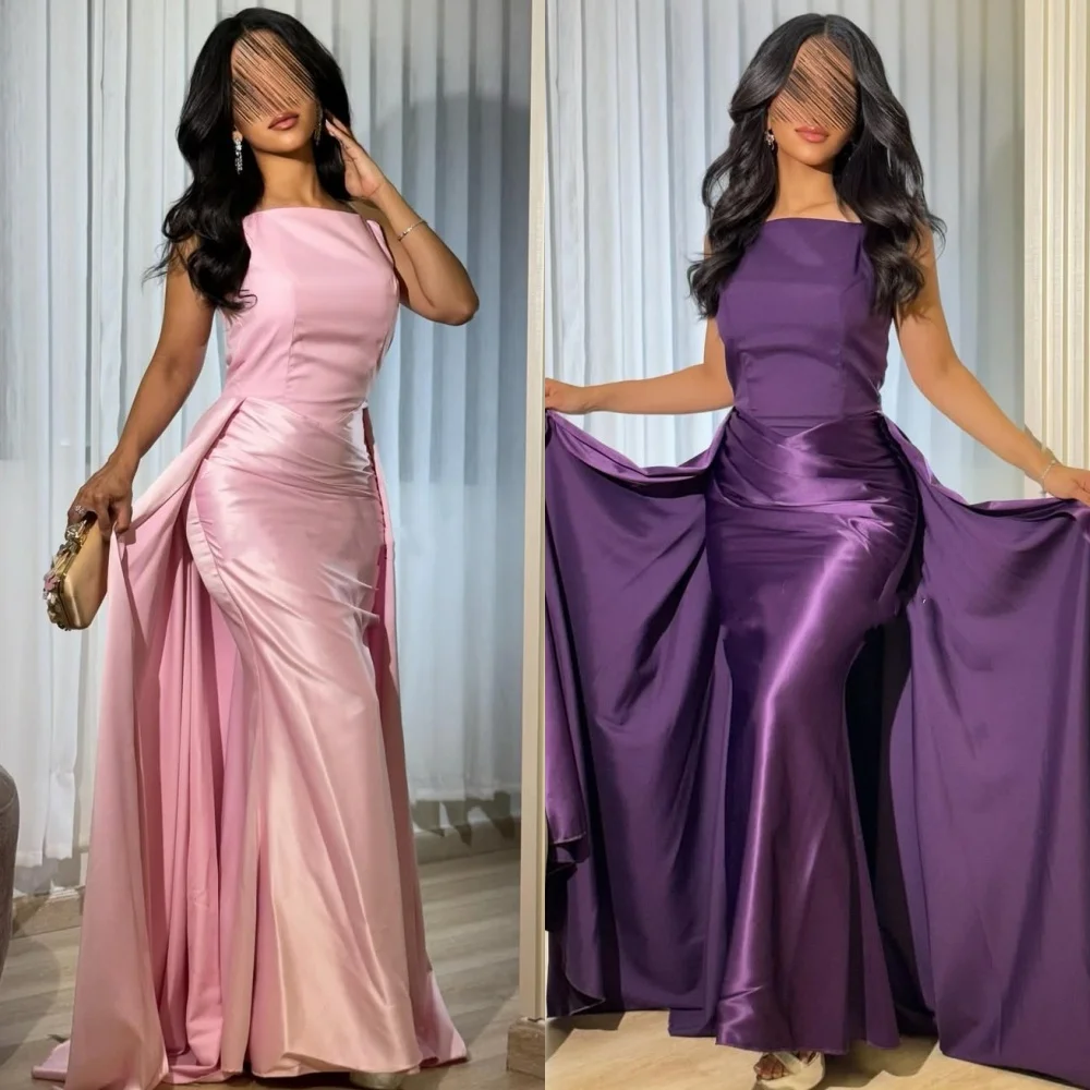 

Customized Classic Elegant Charmeuse Ruched Mermaid Strapless Long Dresses Bespoke Occasion Dresses Sizes Available High Quality