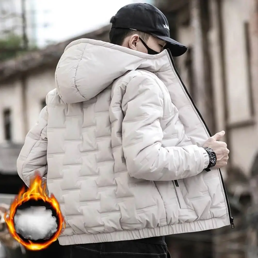 

Мужская зимняя куртка-пальто из хлопка, приталенная, с капюшоном, молодежная, модная, утепленная, на молнии, однотонная