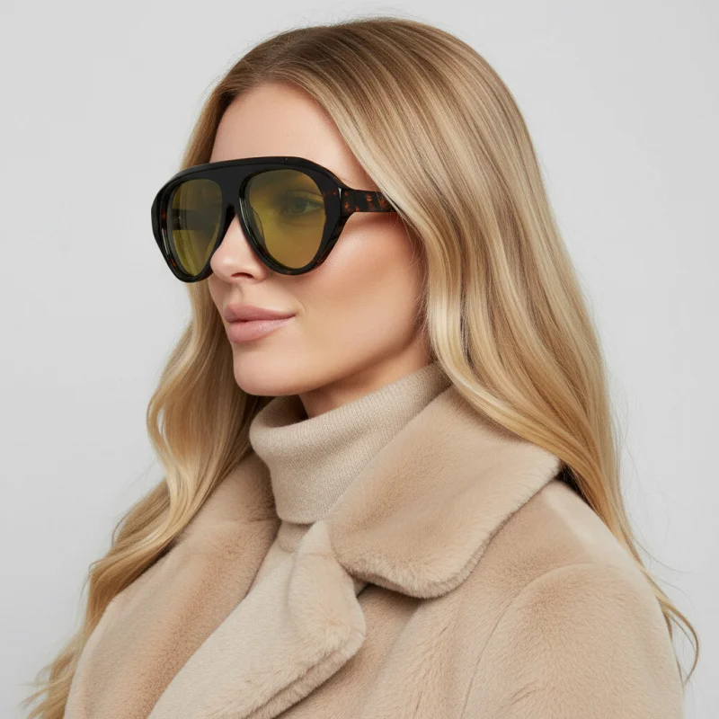 نظارات شمسية طيار كبيرة الحجم للسيدات بإطار أسيتات عدسات مستقطبة واقية من الأشعة فوق البنفسجية 400 نظارات قيادة عصرية 2025