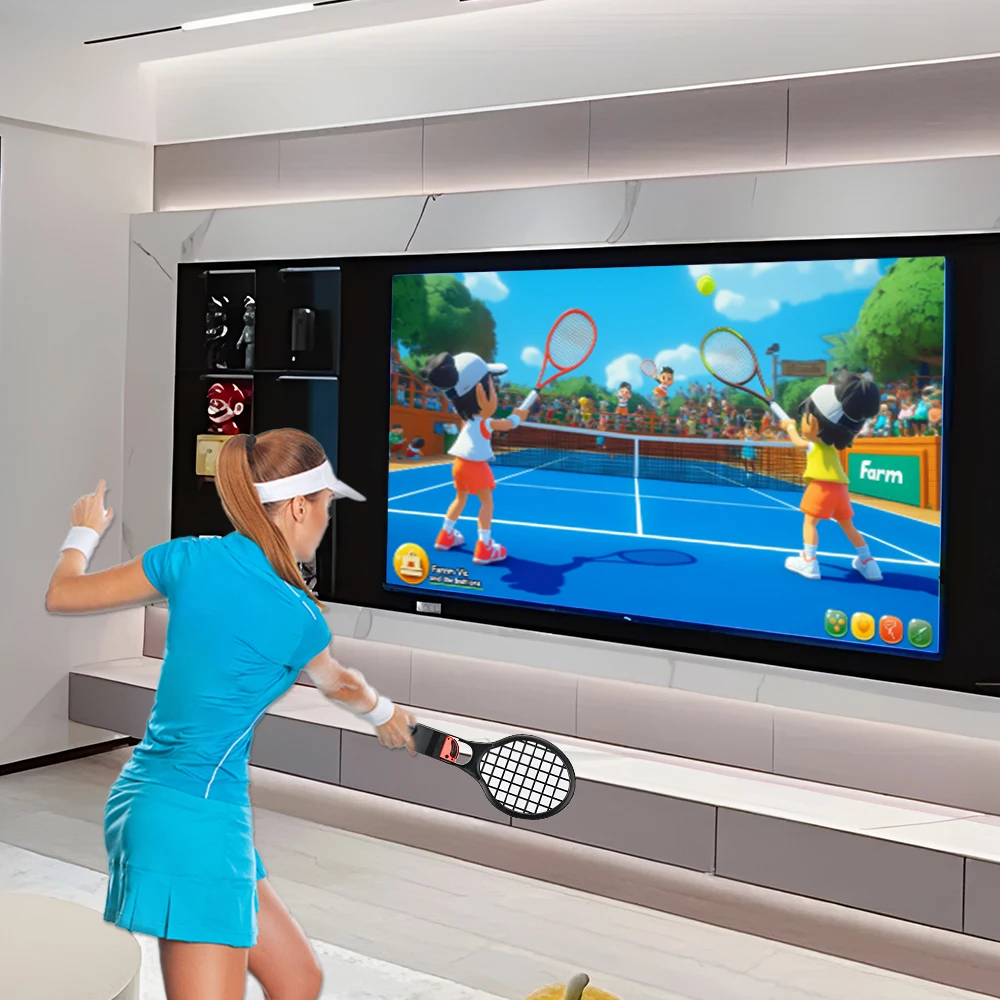 2 قطعة/المجموعة عالية الجودة مضرب تنس صغير مع حزام معصم قابل للتعديل لنينتندو سويتش OLED Joy-Con غمبد الملحقات #5