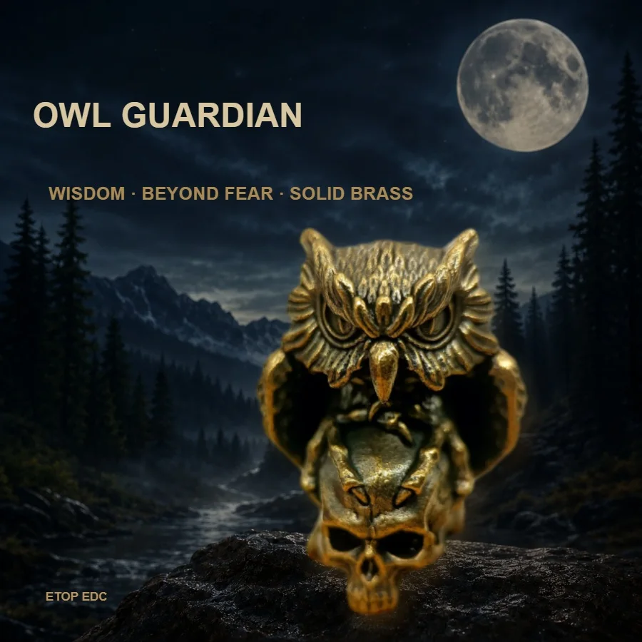 Brass Owl Skull Head Paracord Beads EDC Knife Beads DIY Bracelet Accessories Outdoor Tool Survival Umbrella Rope Lanyard Pendant