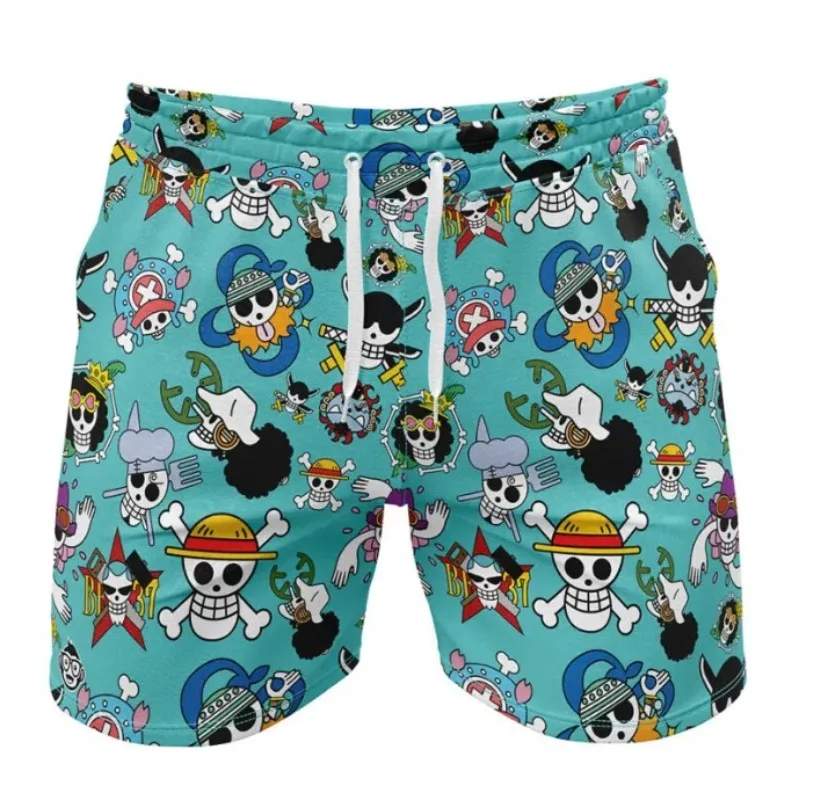 Pantalones Cortos Deportivos de Moda Casual para Adultos y Niños, Diseño de Anime Sombrero de Paja Piratas, Venta Caliente Verano 2026