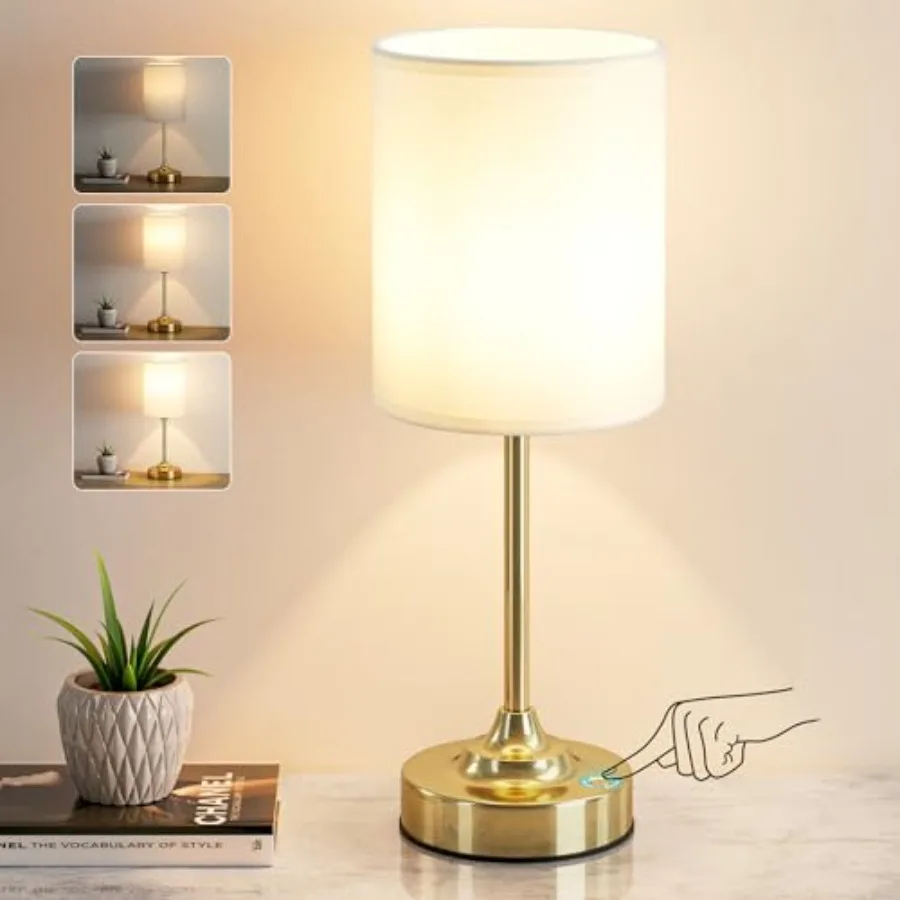 

Touch Control Cordlss Table Lamp, USB-C Rechargeable Lamp with Stepl Dimming, 4000mAh Battery Operated Vintage Bedside Lamp for
