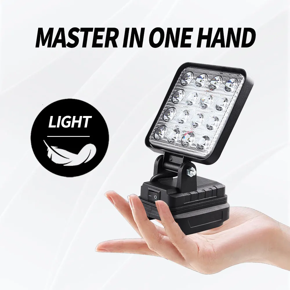 

Светодиодный светильник для Makita, аккумулятор 21 В, портативный прожектор, беспроводной, для работы на открытом воздухе, для рыбалки, ручной аварийный инструмент, без батареи, без USB