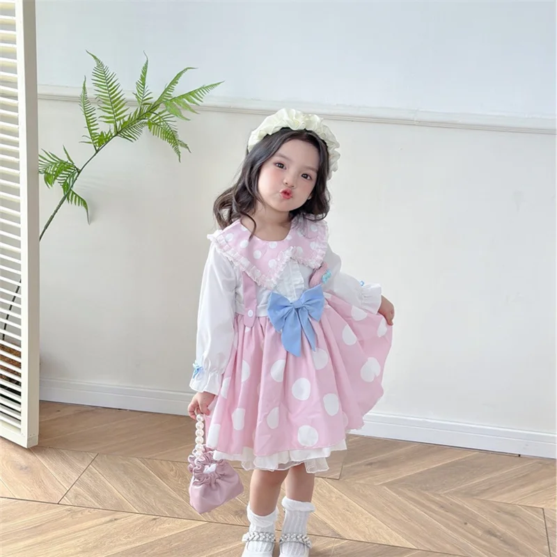 Kawaii Sanrio My Melody Cinnamoroll Kuromi Clothes Kids Dresses Cute Long Sleeve Princess Dress Girl Lolita Costume Party Dress