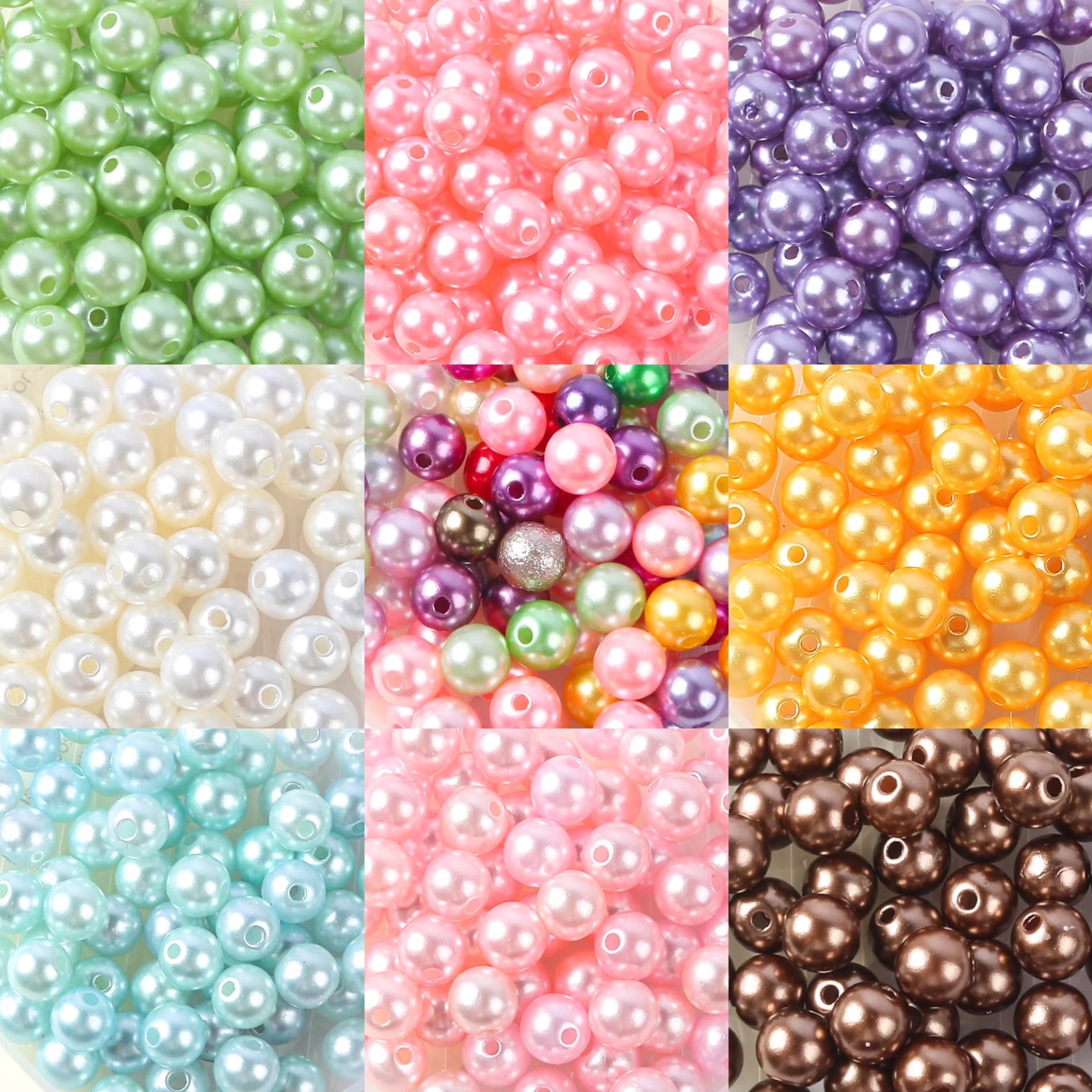 3/4/6/8/10/12/14mm Colorful ABS Imitation Pearls Round Straight Hole  Beads For for Jewelry Making Necklace DIY Accessories