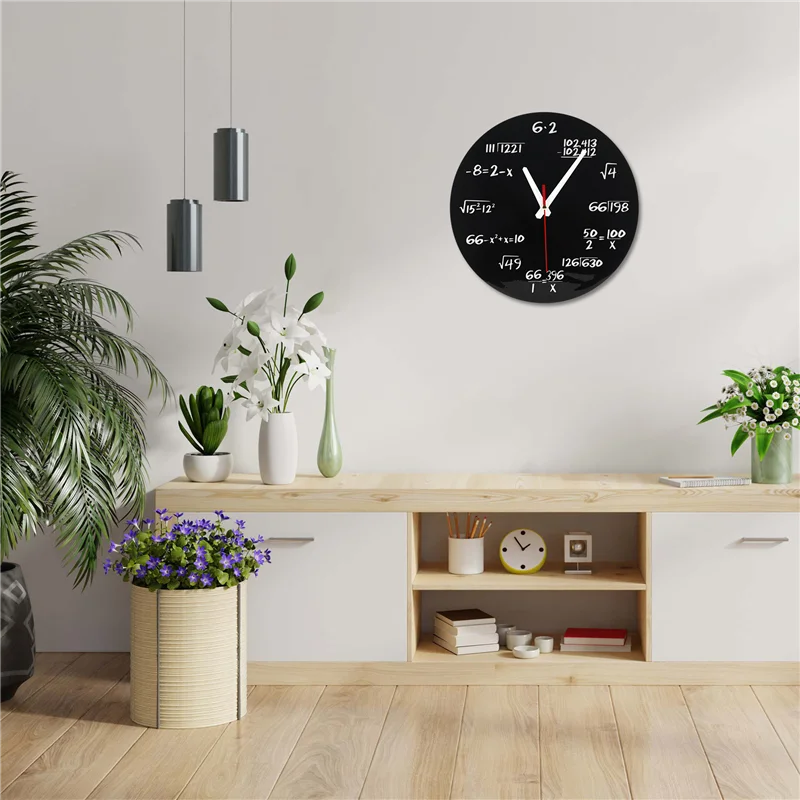 【Popular】Math Wall Clock , Math Formulas Clock Quiz Clock In Black And White Unique Math Equation Clock For Home, Office