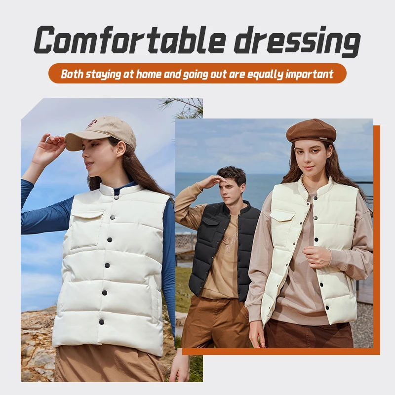 2024 Winter Men Down Vest Coat Sleeveless Warm Coats Fashion Stand Collar Windproof  Jacket Waistcoat