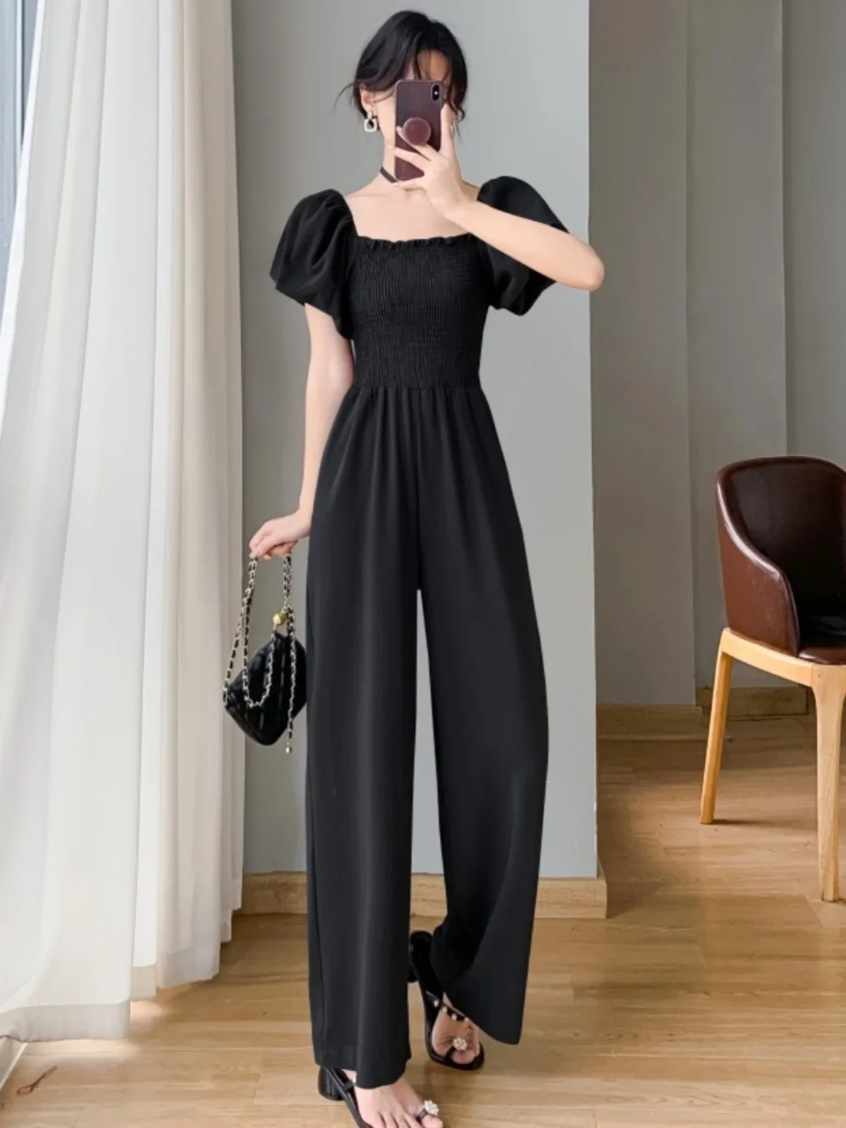 

Women Jumpsuit Long Pants Rompers Sleeveless Saquare-neck 2024 Summer Wide Leg Pants Jumpsuirt Sexy Club Party Overalls