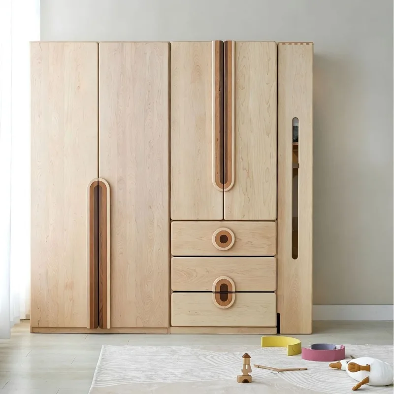 All solid wood large capacity double door storage whole wall cabinet c