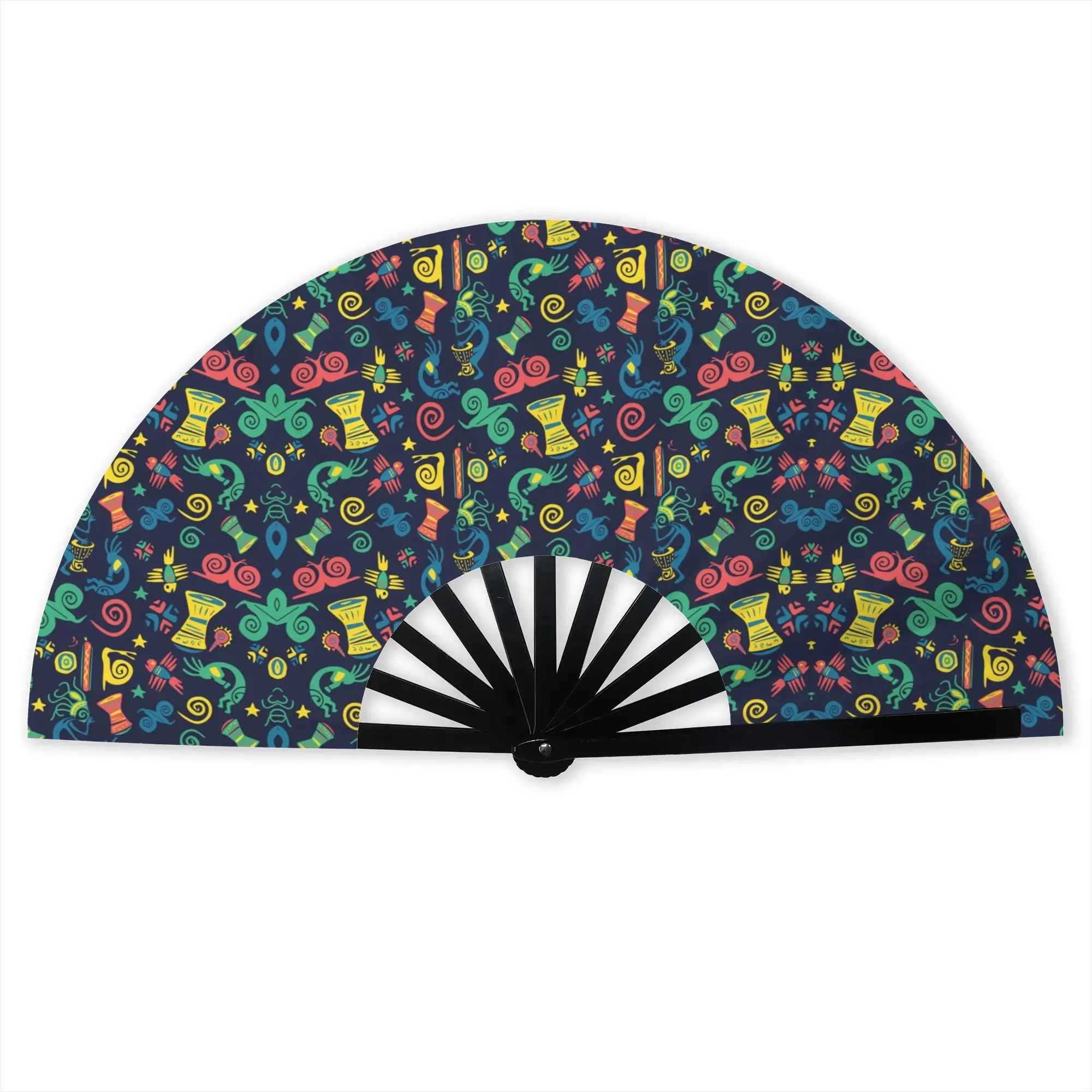 African Ethnic Style Pattern Traditional Folding Fan Chinese Style Pattern High-Quality Fans Gift  Exquisite Decorative Hand Fan
