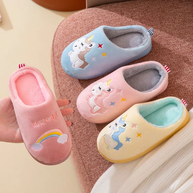 Baby Boys and Girls Children Warm Bun Head Parent-child Autumn and Winter Indoor Home Floor Cotton Slippers To Prevent Slipping