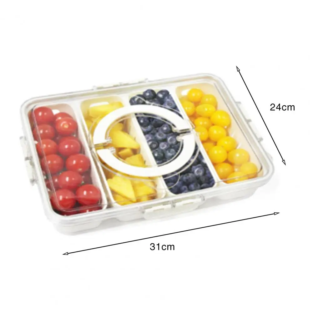 Caja de aperitivos con diseño portátil, caja de aperitivos dividida portátil con mango de tapa para fruta para niños