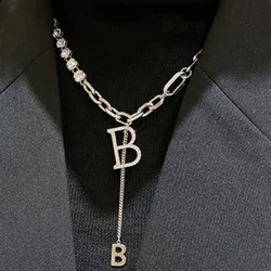 Micro Zirconia Copper Letter B Pendant Necklace 2022 Brand New Classic Jewelry Women's Party Fashion Ins Accessories