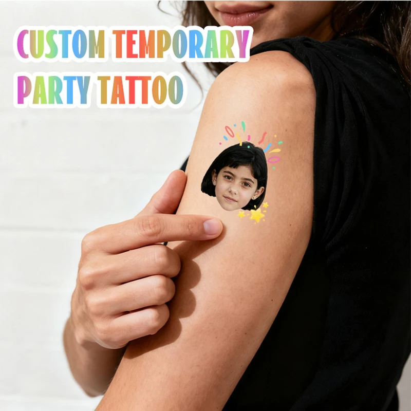 

Индивидуальные забавные временные татуировки-наклейки, персонализированные фото и узор | Подходит для вечеринок, дней рождения, фестивалей