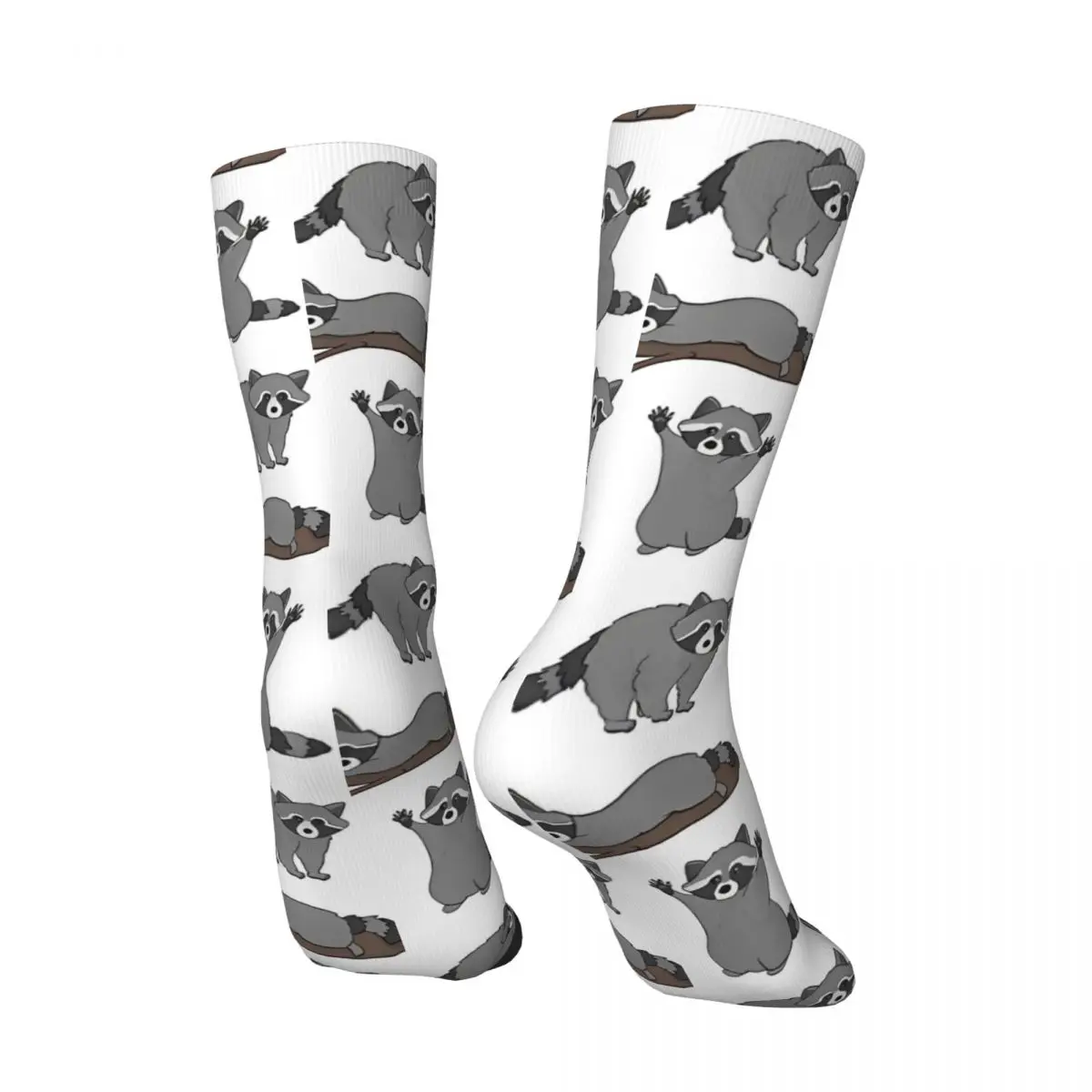 Raccoons Funny Men's Socks Vintage Raccoon Cute Animal Harajuku Crazy Crew Sock Gift Pattern Printed