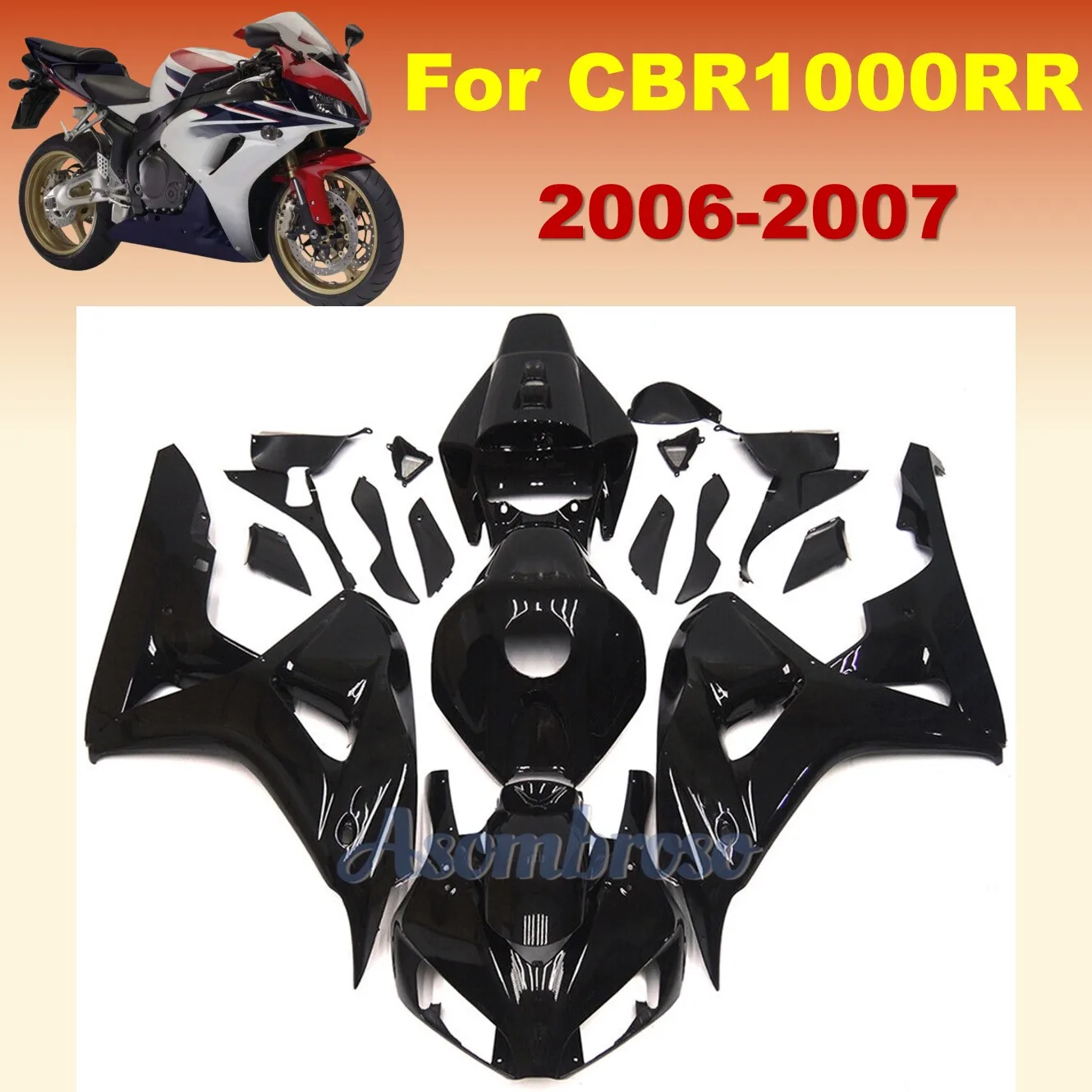 Motorcycle Road Racing Bodykits fit For Honda CBR 1000RR 2006 2007 CBR1000RR 06 07 CBR 1000RR All Gloss Black Fairings Kit