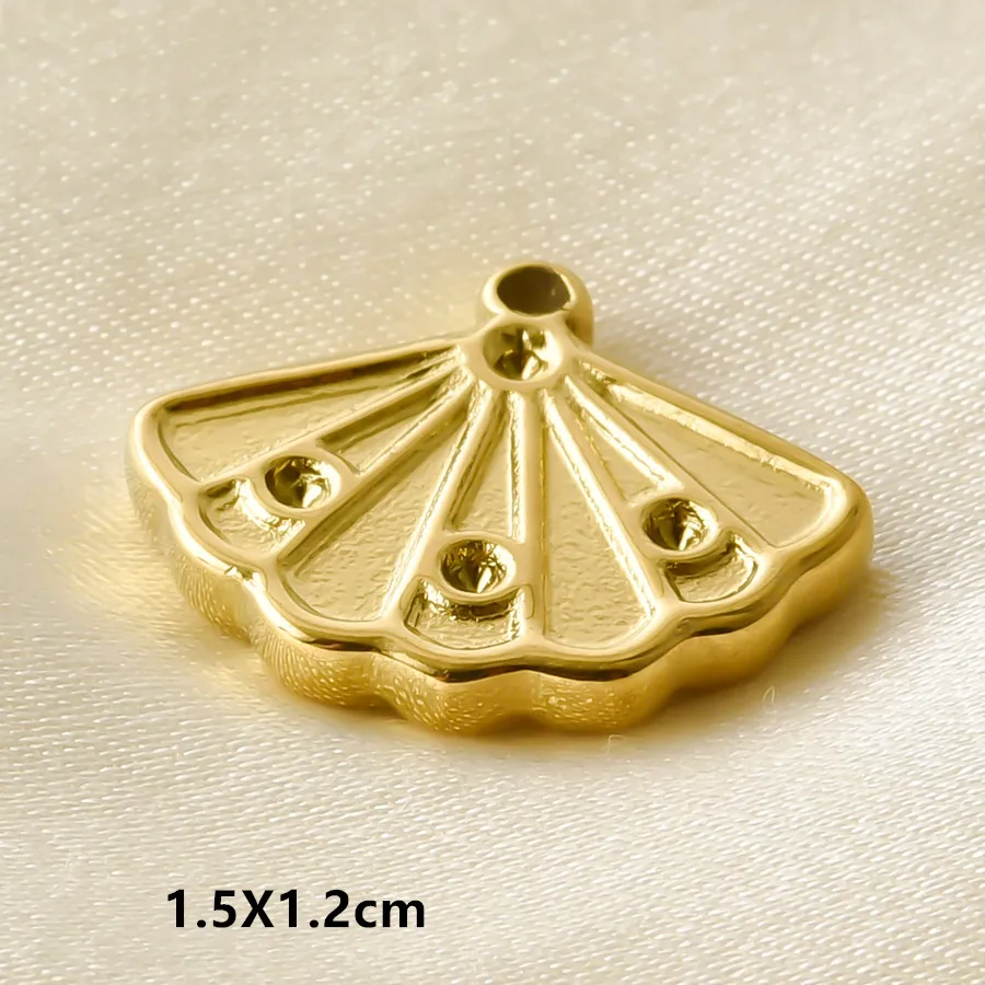 3/5 Stück/Set Meerestier-Anhänger in Goldfarbe mit Öltropfen-Effekt, Seestern, Muschel, Fisch, Edelstahl-Anhänger für Schmuckherstellung, DIY-Armbänder – Detail 17