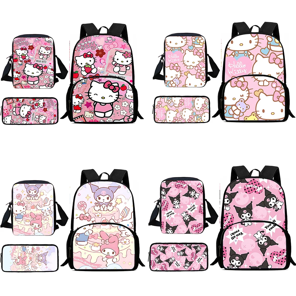 Mochila Sanrios Hello Kitty Kuromi, bolso de hombro, estuche para lápices, mochilas escolares de gran capacidad para niños y niñas, el mejor regalo