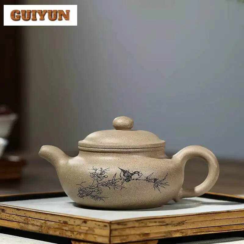 

250ml Boutique Yixing Purple Clay Teapots Handmade Antique Pot Raw Ore Steel Grey Section Mud Kettle With Strainer Zisha Tea Set