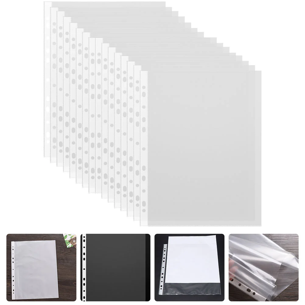 

100 Pcs Clear File Bags Folder Inserts Practical Loose Leaf Transparent Documents A4