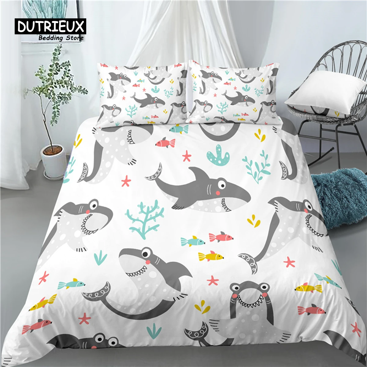 

Home Living Luxury 3D Baby Shark Print 2/3Pcs Comfortable Duvet Cover PillowCase Bedding Sets Queen and King EU/US/AU Size