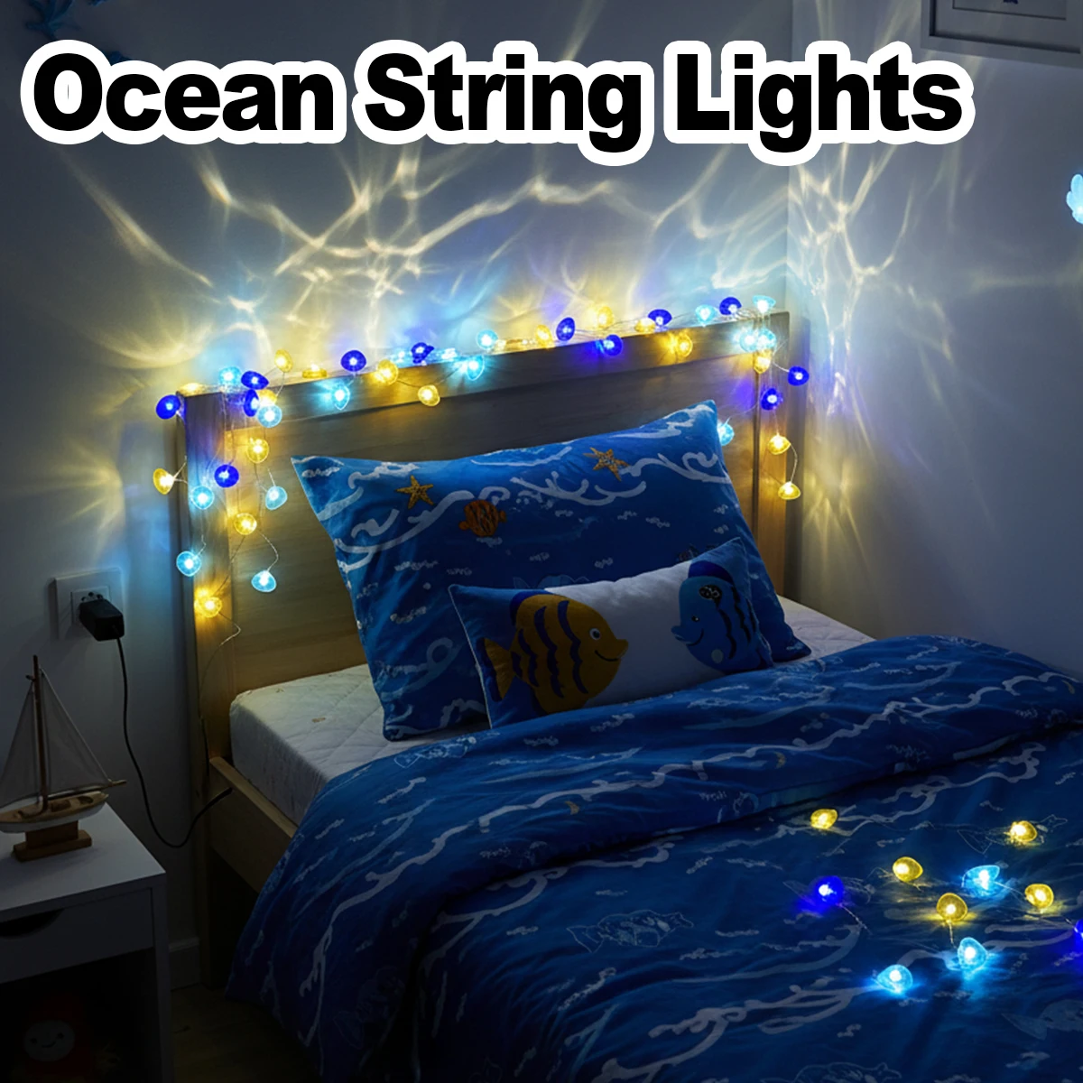 

Ocean Theme Led String Light Lights Indoor Party Fairy Battery Operated Decorative For Birthday Blue Mermaid Copper Wire Star 2m