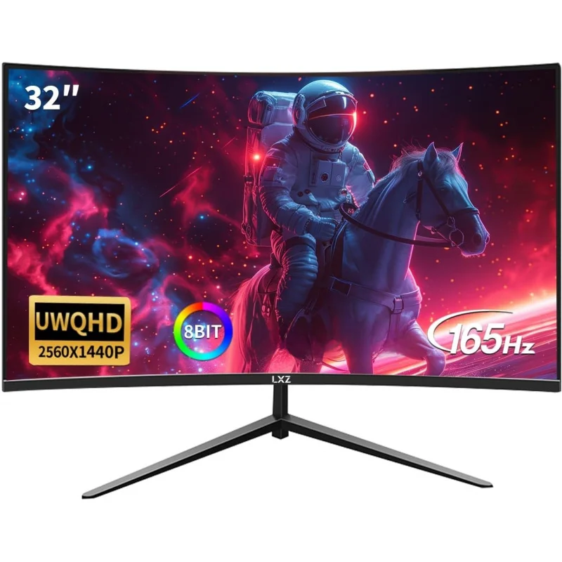 32 Inch Curved Gaming , 165Hz 1800R QHD (2560x1440) 2K Computer Monitor with FreeSync, DP/HDMI, 122% sRGB Coverage, W