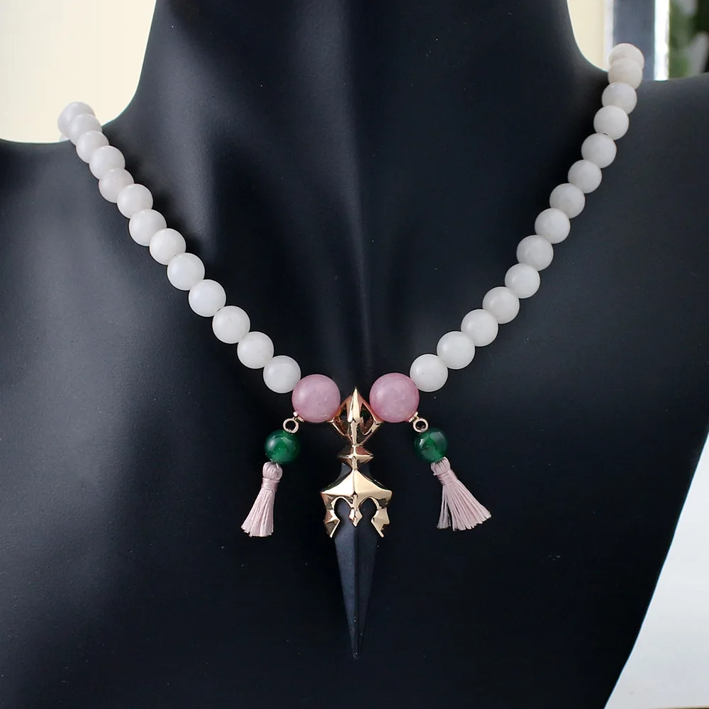 Game Genshin Impact Xiao Cosplay Necklace Wig Unisex Demon slaying pestle Vigilant Yaksha Pendant Beads Chain Choker Jewelry