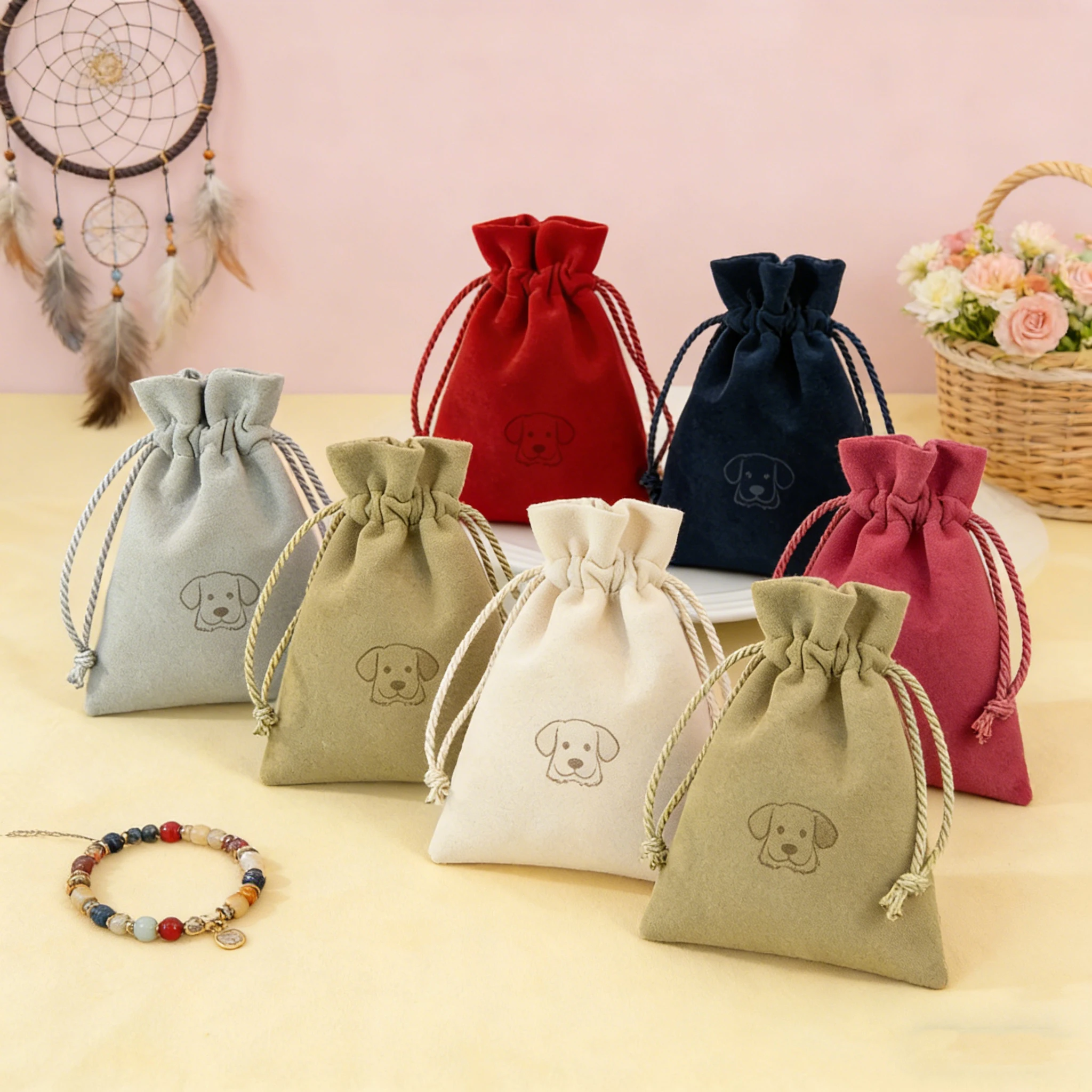 

100Pcs/ Lot Microfiber Drawstring Pouches Custom Logo Jewelry Packaging Bag Ring Earrings Bracelet Perfume Jewellery Storage Bag