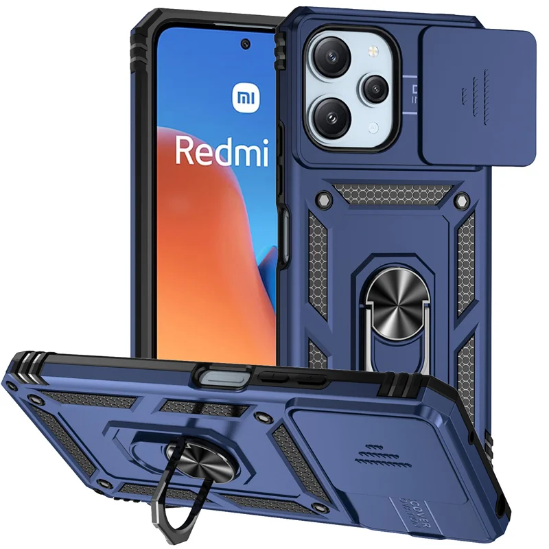 Voor Xiaomi Redmi 12 4G Case Slide Camera Bescherm Armor Telefoon Case Voor Redmi 12 Redmi 12 4G magneet Houder Ring Achterkant Redmi 12