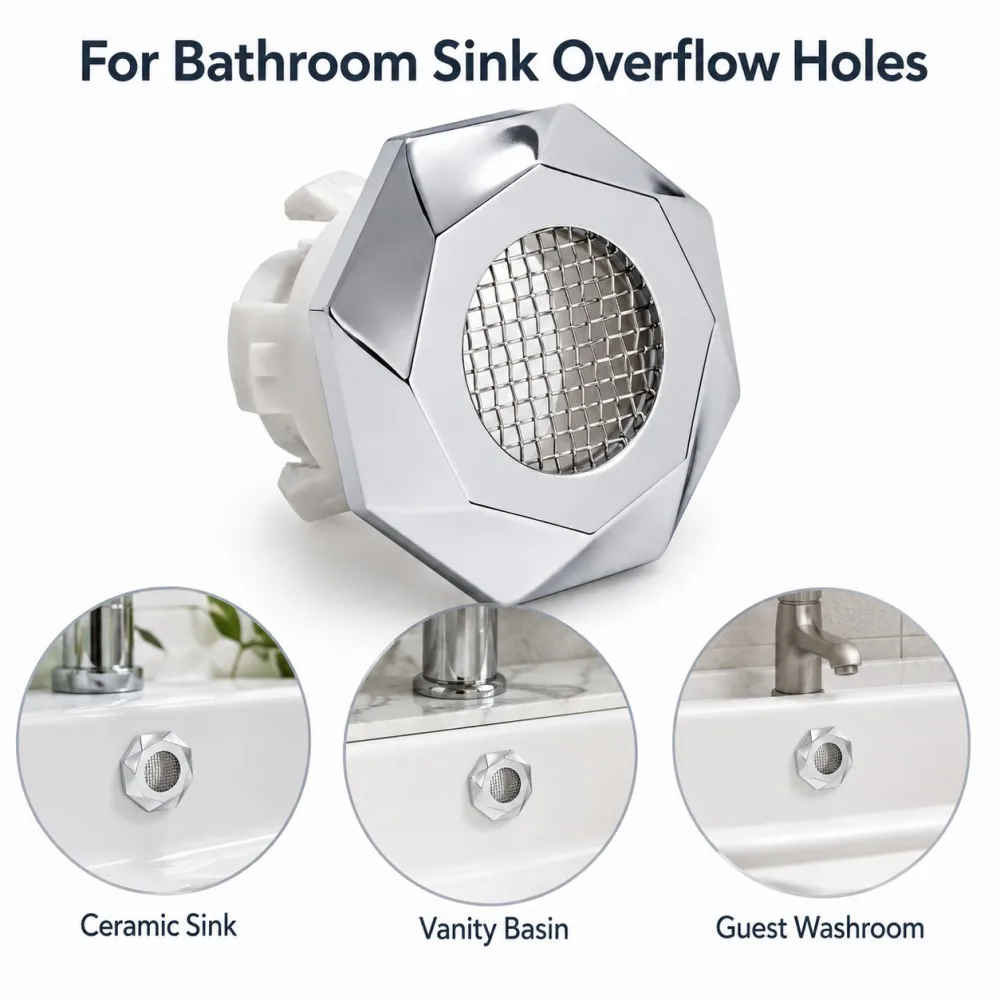 1-50Pcs Wash Basin Overflow Insert Drain Cover Perforated ABS Body Snap in Clips Sink Overflow Hole Replacement Trim