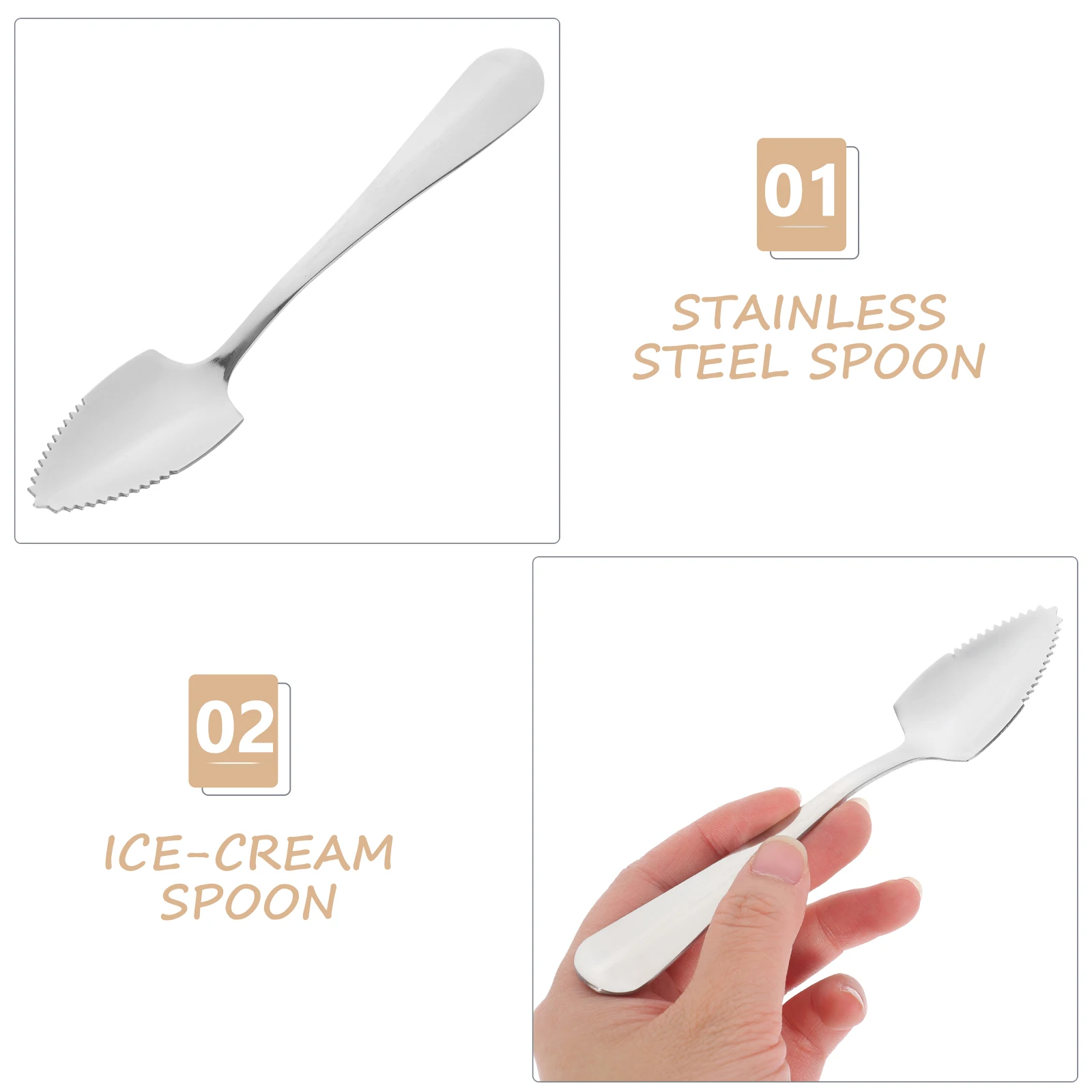 

6Pcs Stainless Steel Fruit Spoons Serrated Edge Multi Purpose Grapefruit Spoon Mirror Polished Easy Clean Dishwasher Safe