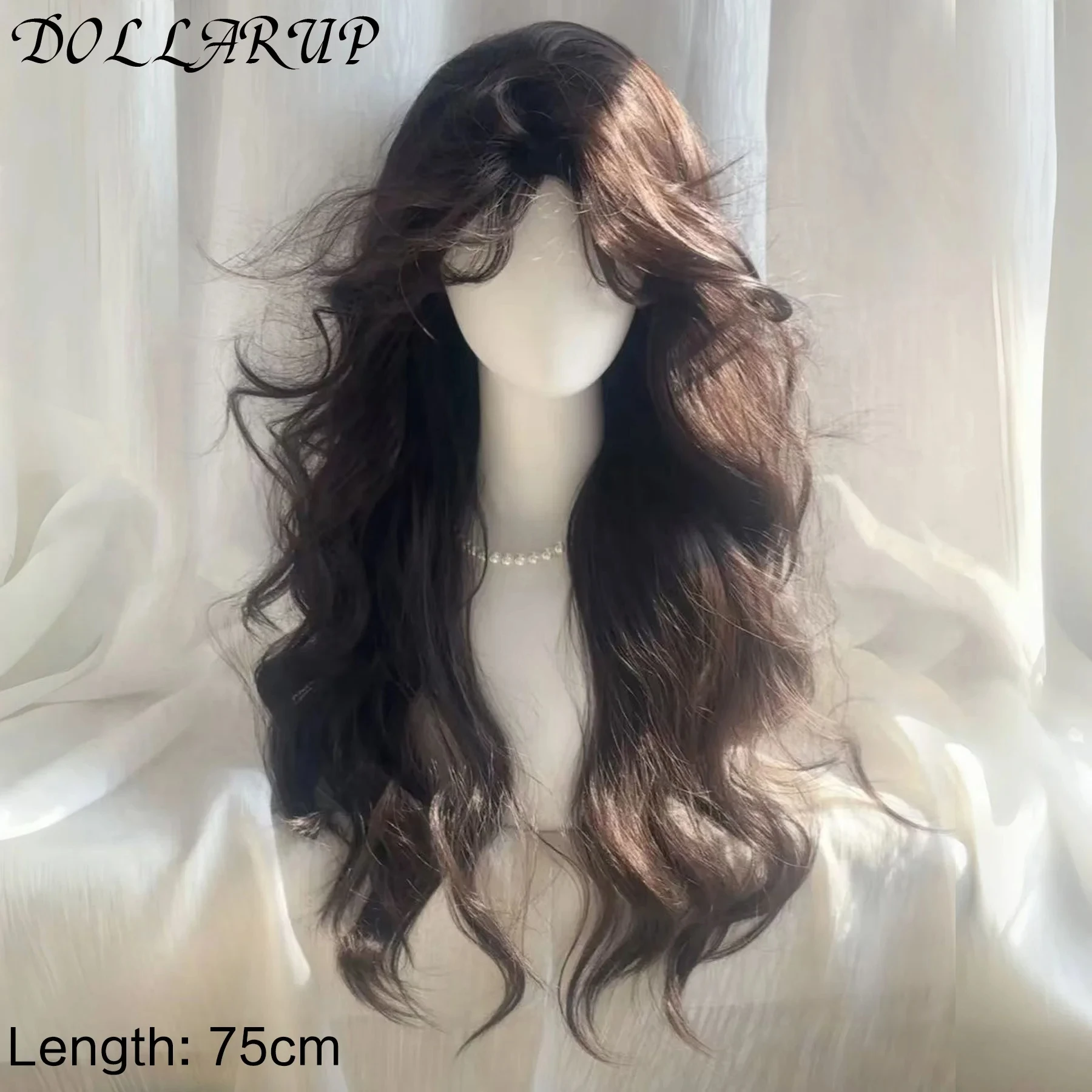 JKL موضة جديدة بيع شعر مستعار من الألياف الاصطناعية أنثى الانفجارات الهوائية شعر طويل مجعد موجة كبيرة مزاجه إصلاح الوجه شعر مستعار رئيس مجموعة #5