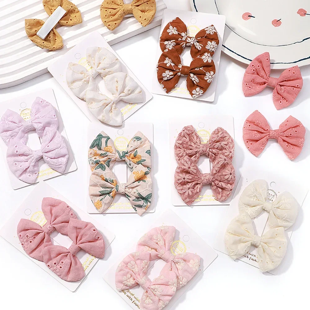 Mini nœuds de cheveux pour bébé, 2 pièces/lot, pinces à cheveux en coton doux, épingle à cheveux pour fille, Barrettes à nœud papillon, couvre-chef pour enfants, accessoires pour cheveux