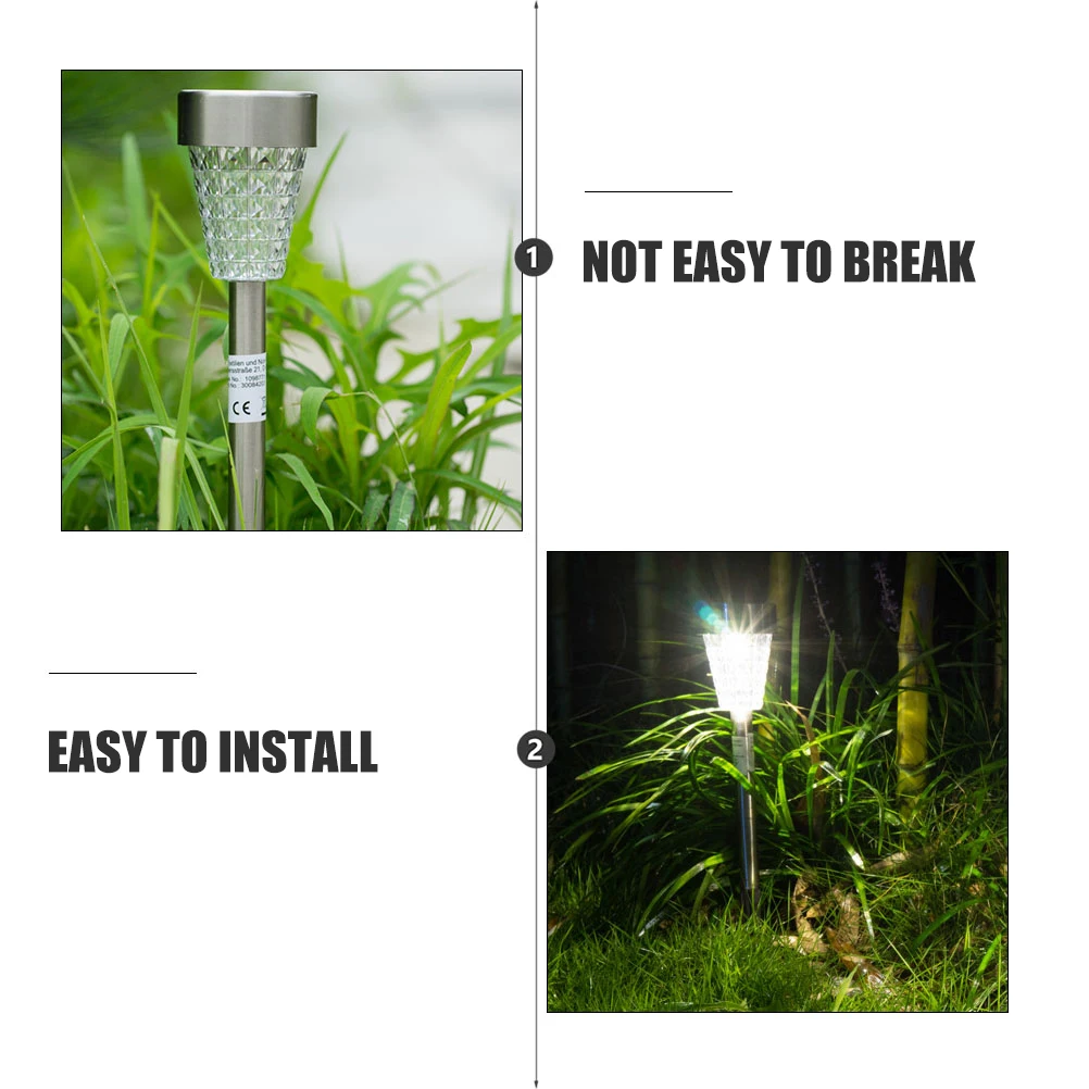 

Solar Garden Lamp Outdoor Waterproof Stainless Ground Insert Diamond Shape Automatic Lighting Anti Rain Corrosion