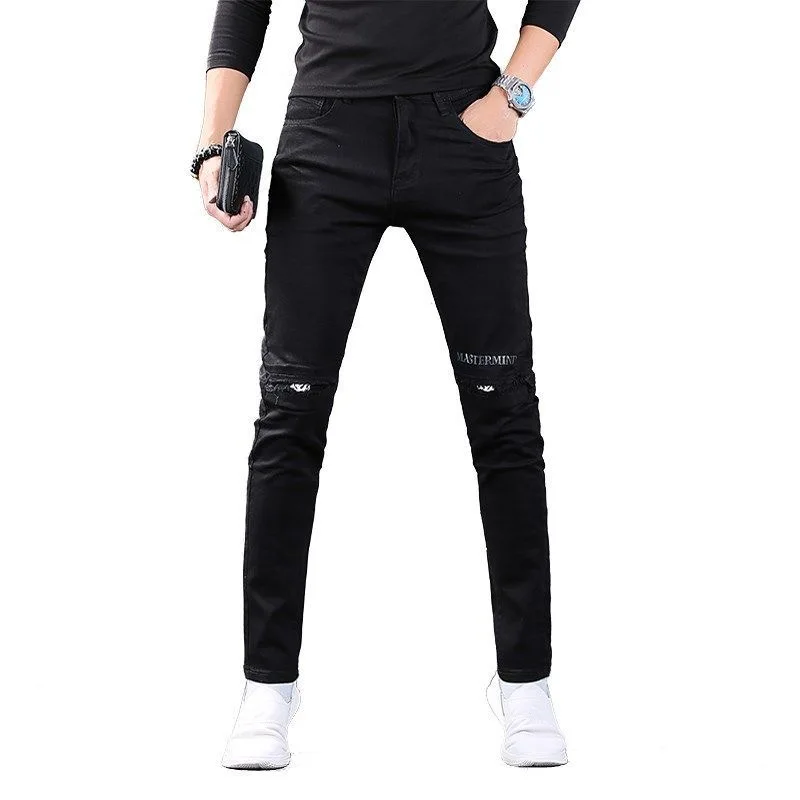 

Spring and Autumn New Fashion Trend Straight Leg Black Stretch Jeans Men's Casual Slim Comfortable Sports High Quality Pants
