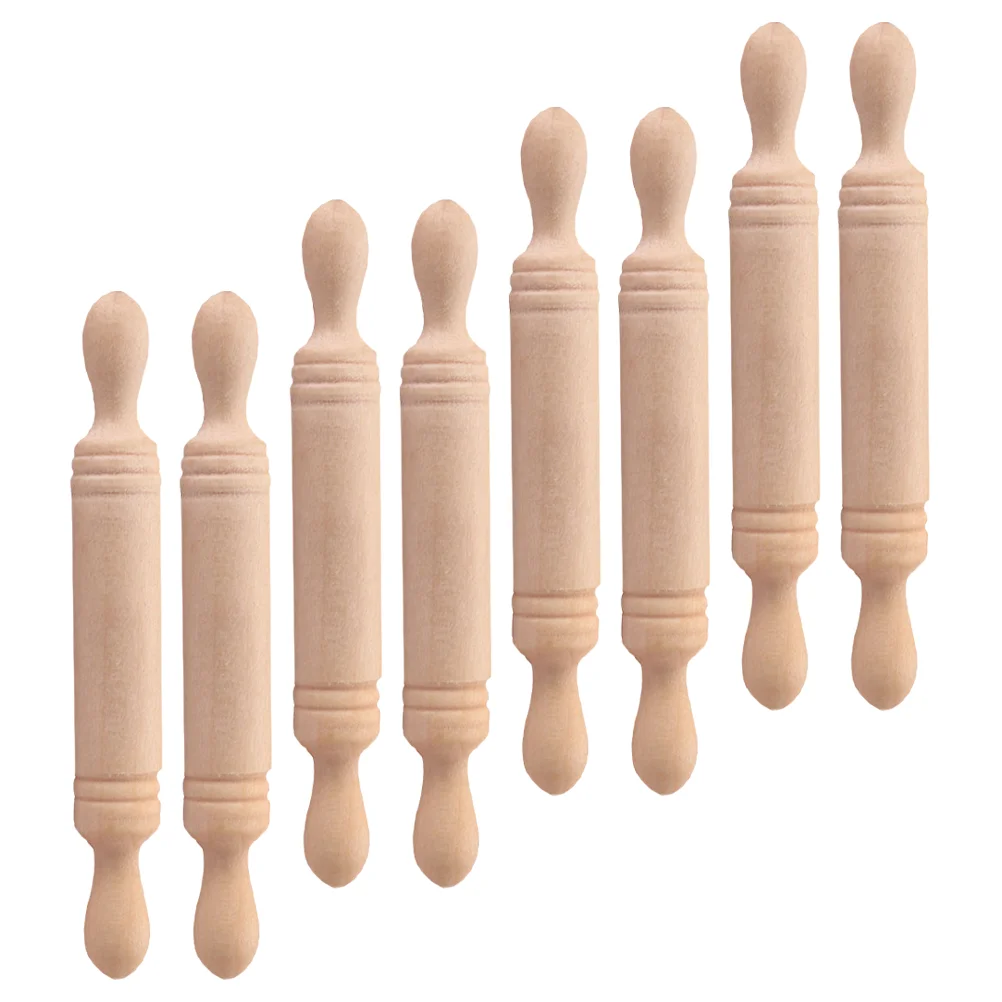 8 Pcs Shiwan Rolling Stick Miniature Kitchen Accessories Playing House Pin Accessory Wooden Tiny Kid's Tool Decor