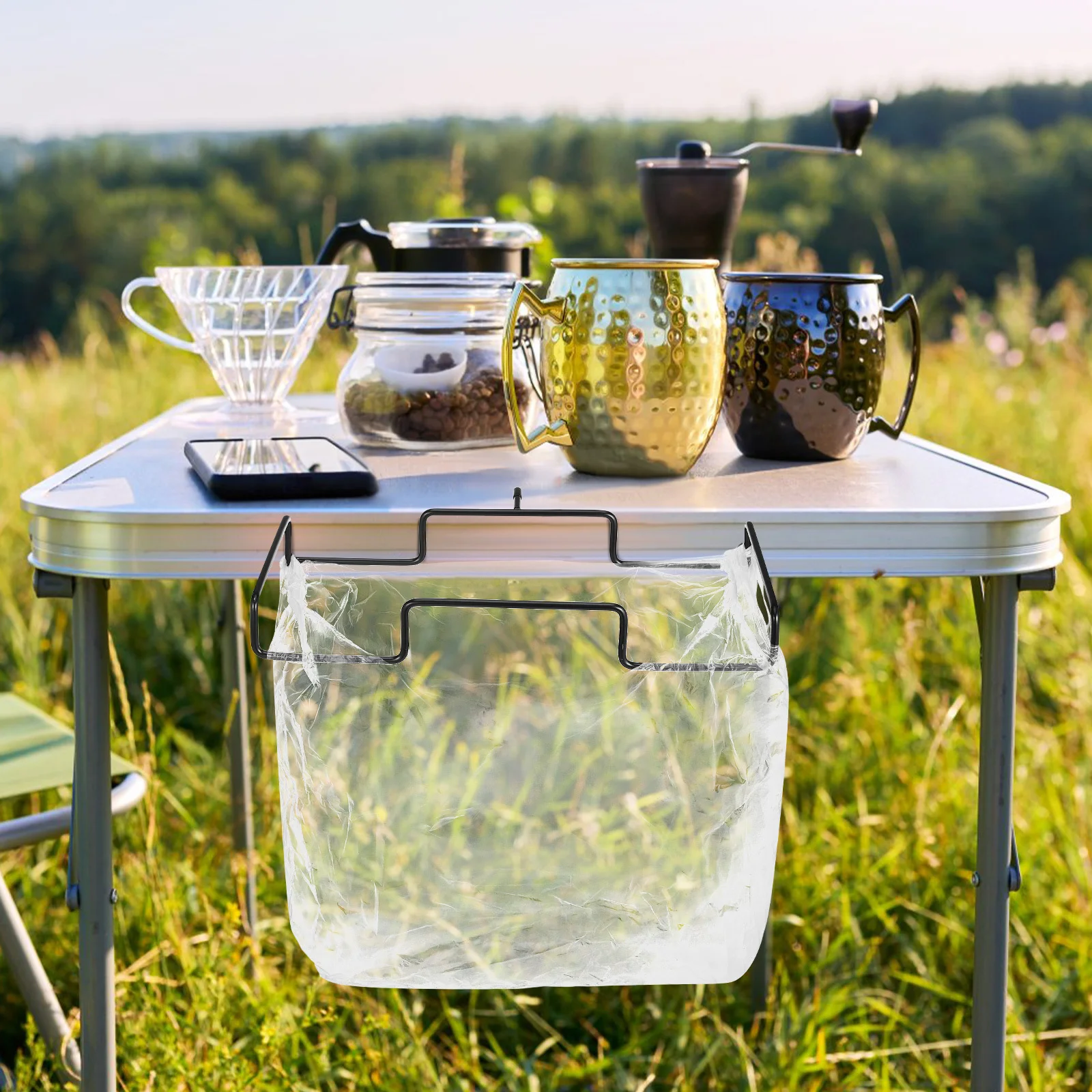 

Outdoor Camping Trash Bag Holder Portable Hanging Garbage Rack Organizer for Kitchen Dormitory Bbq Space Saving Trash Bag Stand