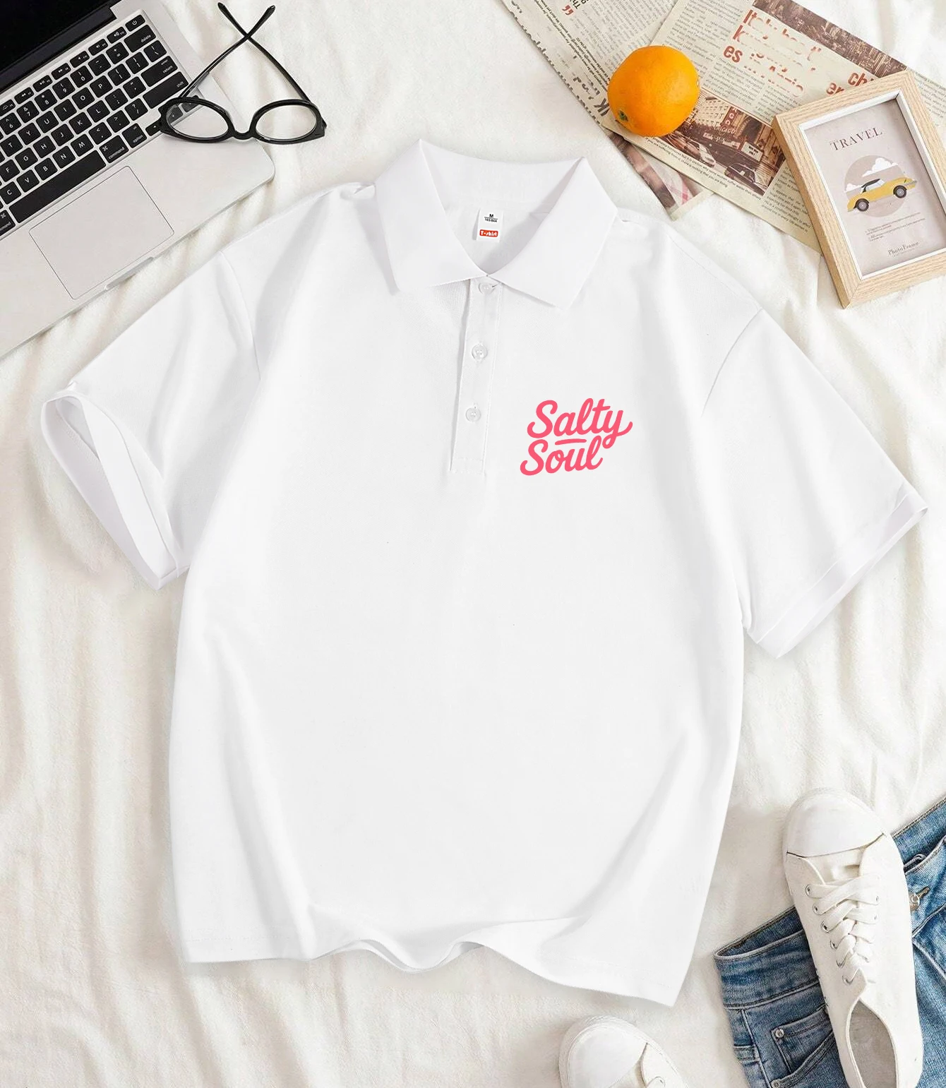 

The Sunset Falls On The Beach Print Revers Polo Shirt Women Summer Shirts Fashion Casual Top Basics All-Match Multicolor Tee