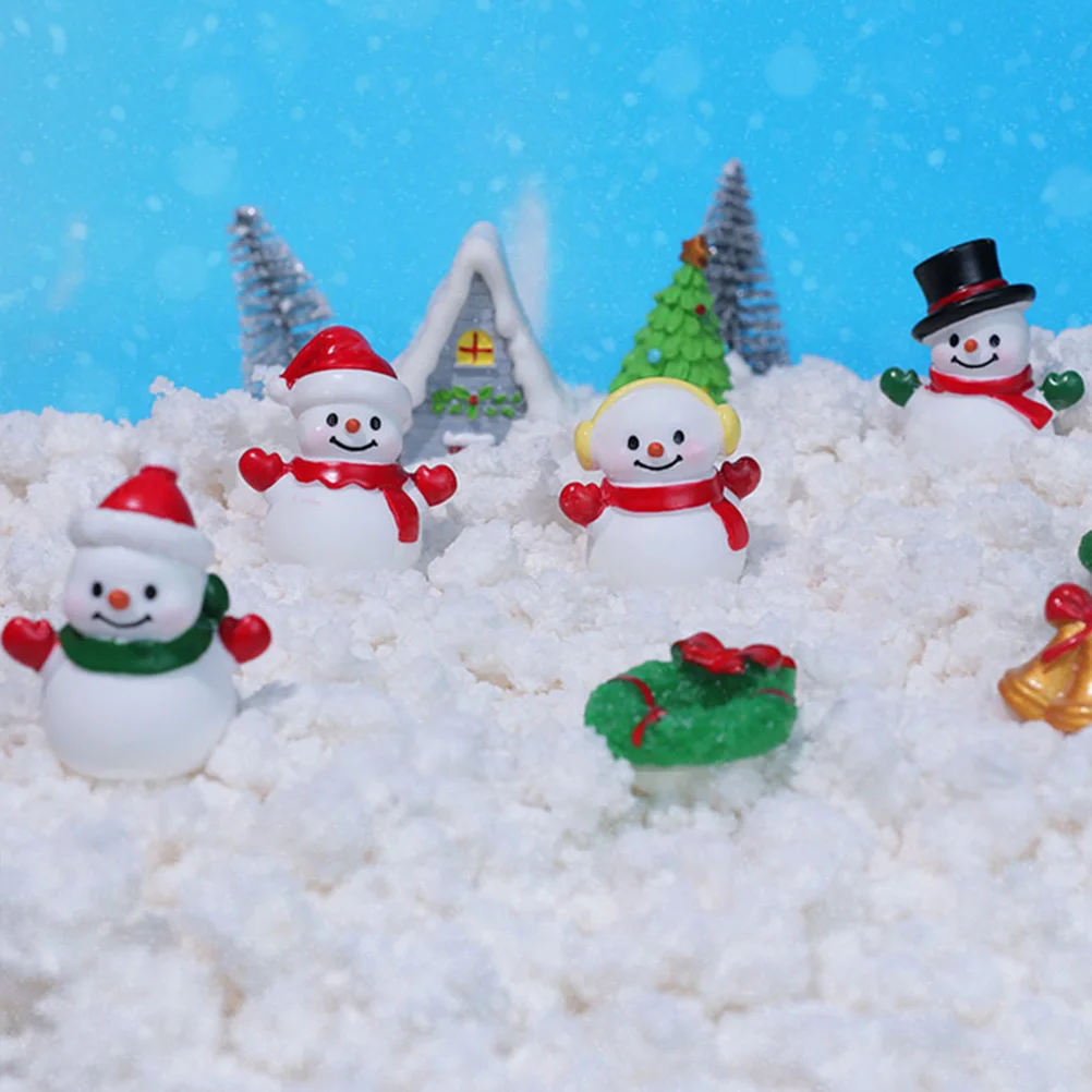 6 Pcs Christmas Miniature Figurine Resin Snowman Party Favors Landscape Decor Snowman Miniatures for Tabletop Mantel