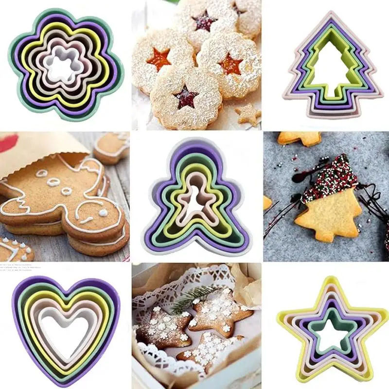 1Set Cupcake Multiple Shapes Cookie Cutter Plastic Cake Mold Geometric Figure Biscuit Fondant DIY Cake Cooking Tools