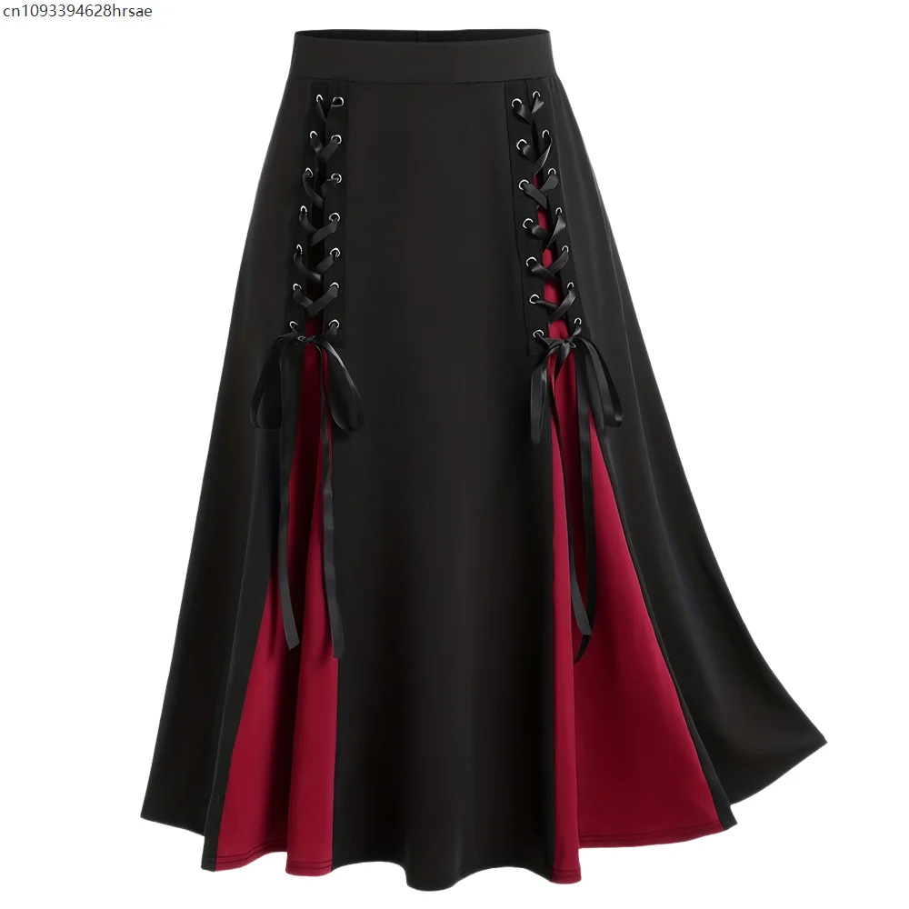 

Women Medieval Vintage Ethnic Style Long Skirt Renaissance Gothic Party Costume Costume Pirate Hanging Patchwork Skirt Halloween