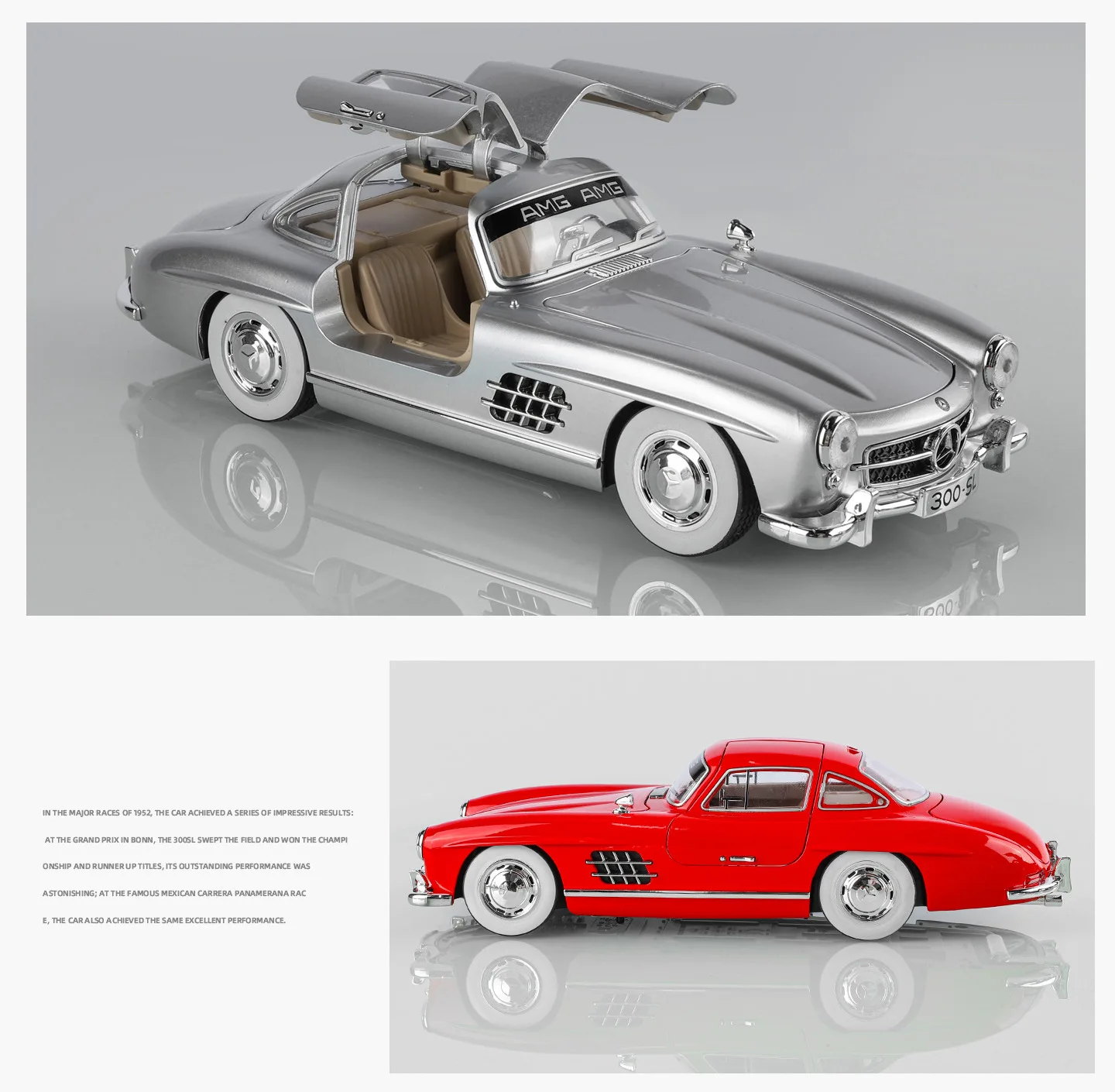 1:18 Mercedes Benz 300SL Oldtimer Legierung Diecast Auto Modell Home Interior Dekoration Ornamente Sound & Licht Sammeln Hobby Geschenk – Detail 17