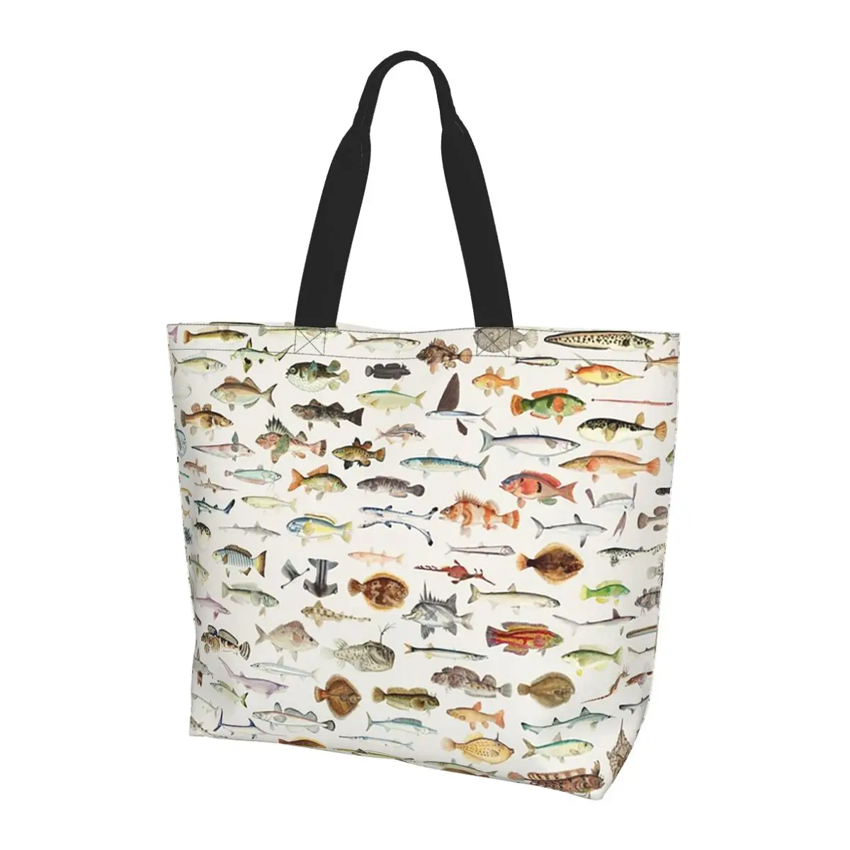 

Сумка-тоут для покупок с рыбной диаграммой, холщовая сумка на плечо большой вместимости, продуктовая сумка для покупок для женщин