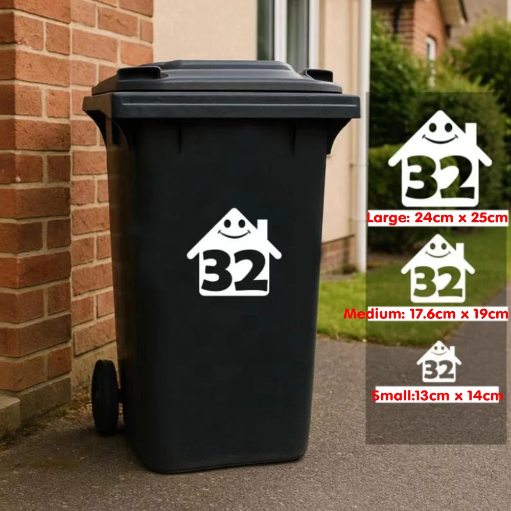 

4Pcs Cartoon Cute House Number Vinyl Stickers Custom House Number Wheelie Bin Stickers DIY Container Removable