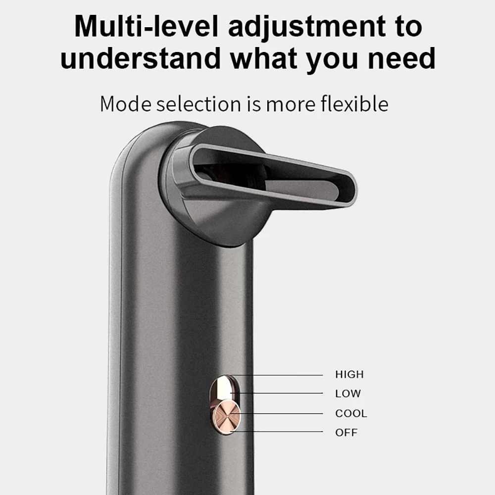 Portable Mini Leafless Hair Dryer Travel Blower 3 Gears Cool and Tot Wind Temperature Control Dry Quickly with Collecting Nozzle