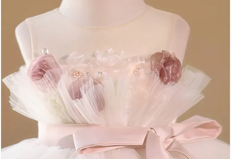 Hochwertiges Kinder-Abendkleid, Kostüm für Klavierauftritte, Hochzeit, Geburtstag, Abschlussfeier, Modell A5012 Vestidos – Detail 8