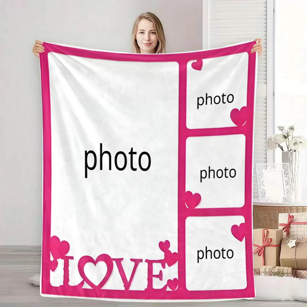 Personalized Photo Custom Blanket, Vintage Flannel Blanket, Custom Gift for Couples and Family Memories, Unique Souvenir Present