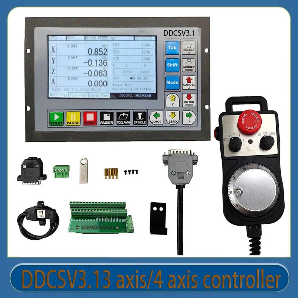 

Ddcsv3.1 3/4 Axis G Code Independent Offline Controller With Emergency Stop Mpg Handwheel For Cnc Engraving And Milling Machine